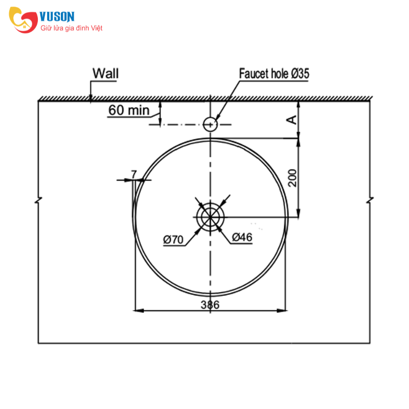 Chậu sứ rửa mắt đặt bàn Hafele Vigor 400x400x140 - 588.79.076