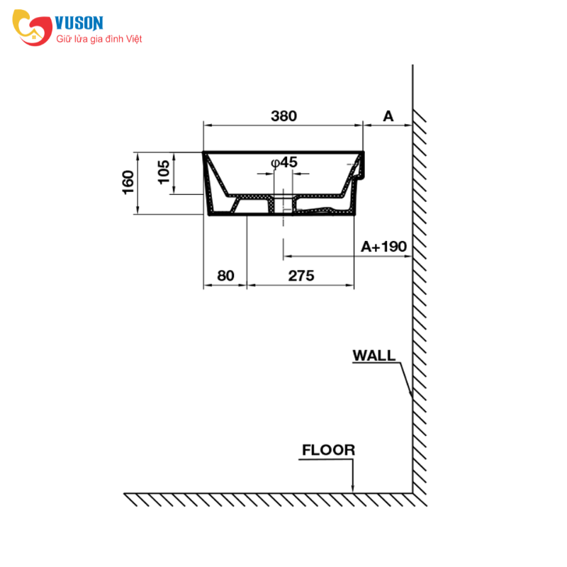 Chậu sứ bán âm Hafele 480x380x160 - 588.44.040