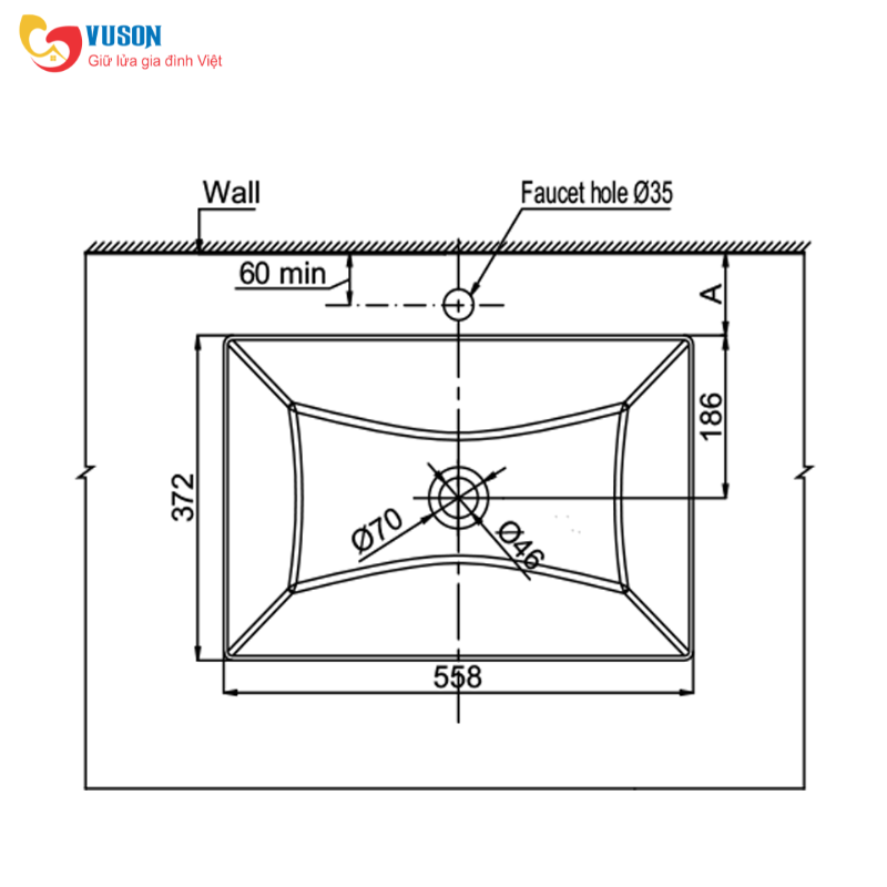 Chậu sứ đặt bàn Hafele Kyoto 588x372x145 - 588.79.130