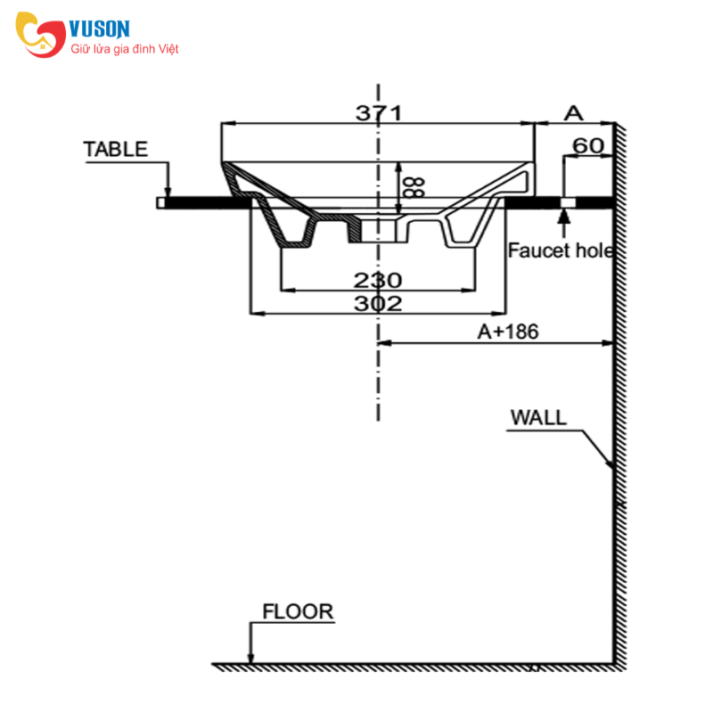 Chậu sứ đặt bàn Hafele Kyoto 588x372x145 - 588.79.130