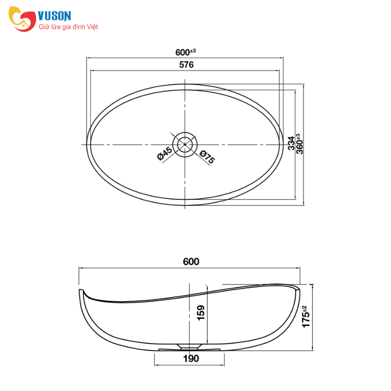Chậu đá nhân tạo đặt bàn Hafele HVN2013 - 588.87.402
