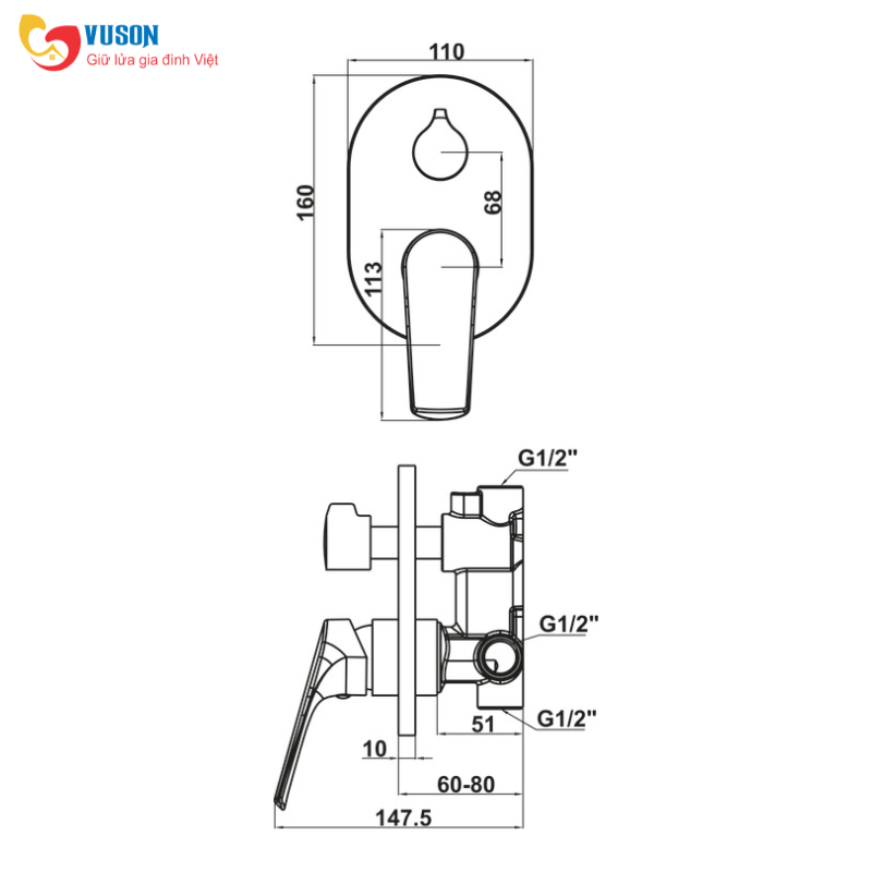 Vòi phòng tắm âm Hafele Vigor II - 589.15.186