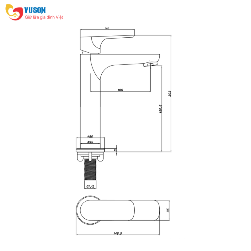 Vòi phòng tắm Hafele Eco 150 - 589.25.483