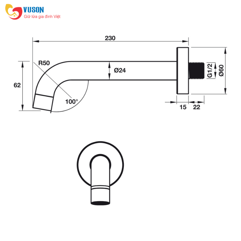 Vòi phòng tắm Hafele Active 230mm - 589.25.896