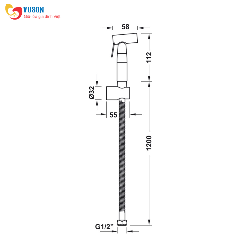 Vòi xịt vệ sinh gồm giá đỡ Hafele Active - 589.25.991