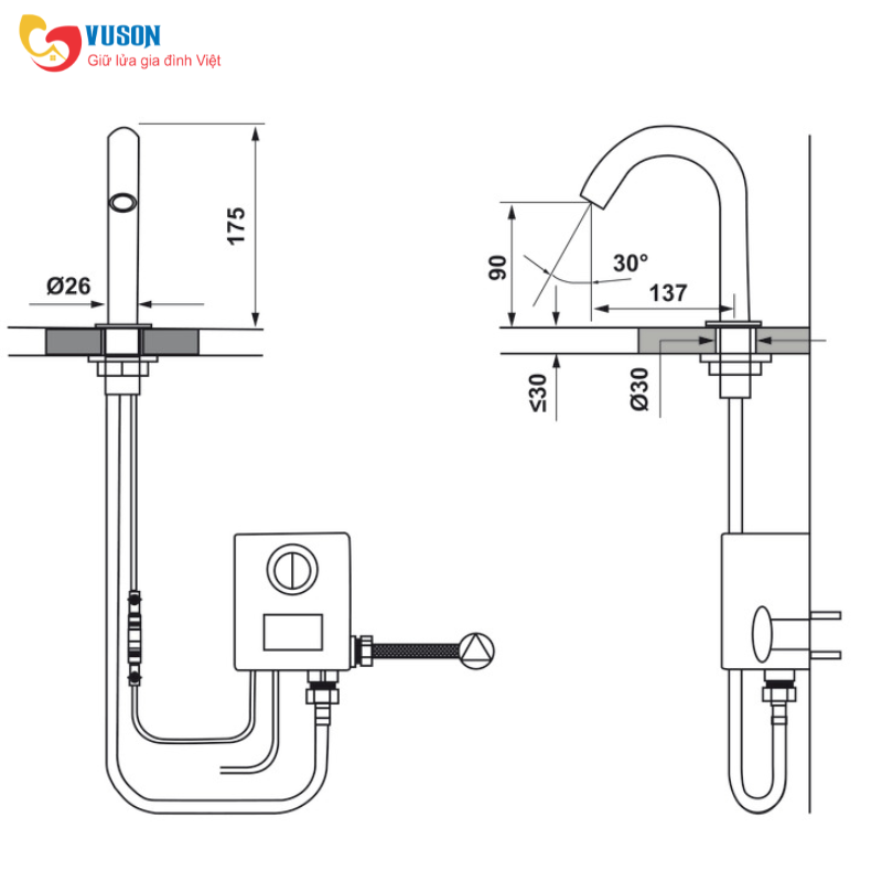 Vòi phòng tắm cảm biến DC Hafele - 589.64.001