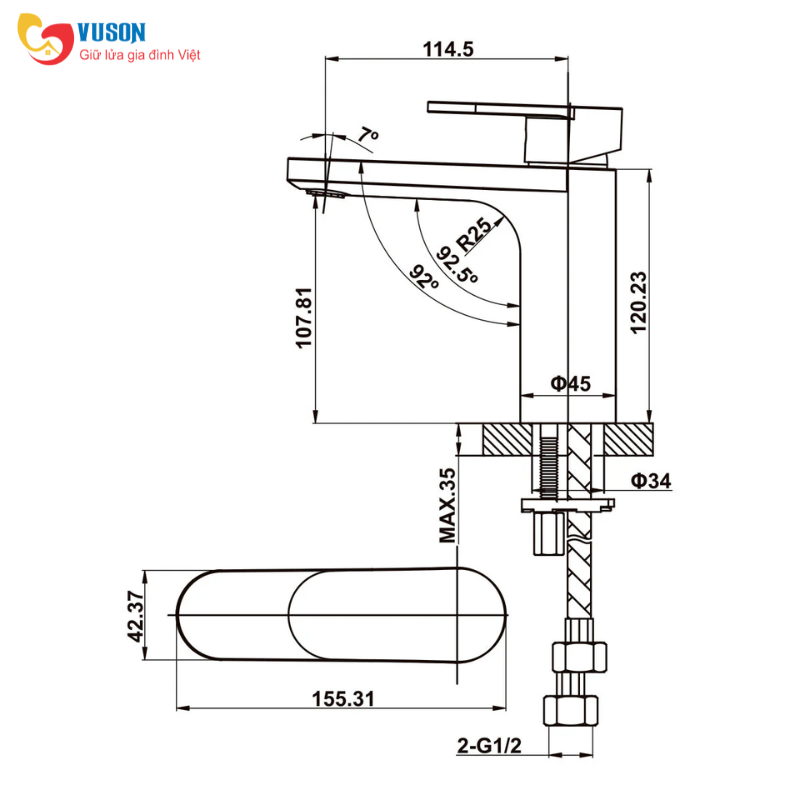 Vòi phòng tắm Hafele Vigor I 107 - 589.69.111