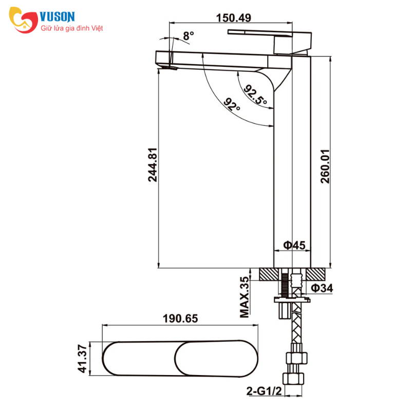 Vòi phòng tắm Hafele Vigor I 245 - 589.69.113
