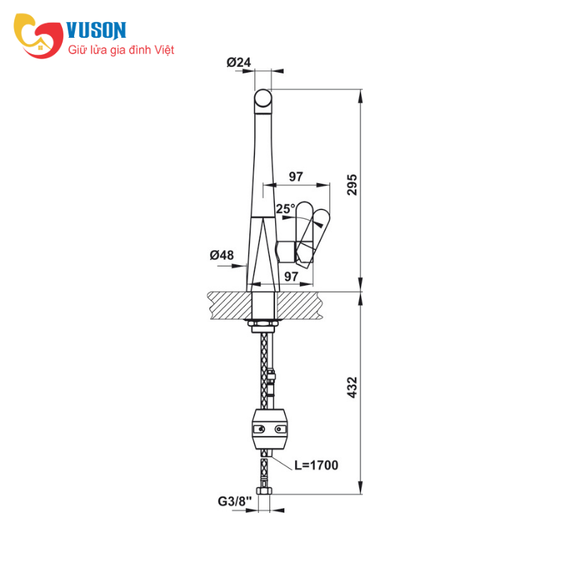 Vòi bếp Hafele Hydros HT20-CH1P259 570.82.210