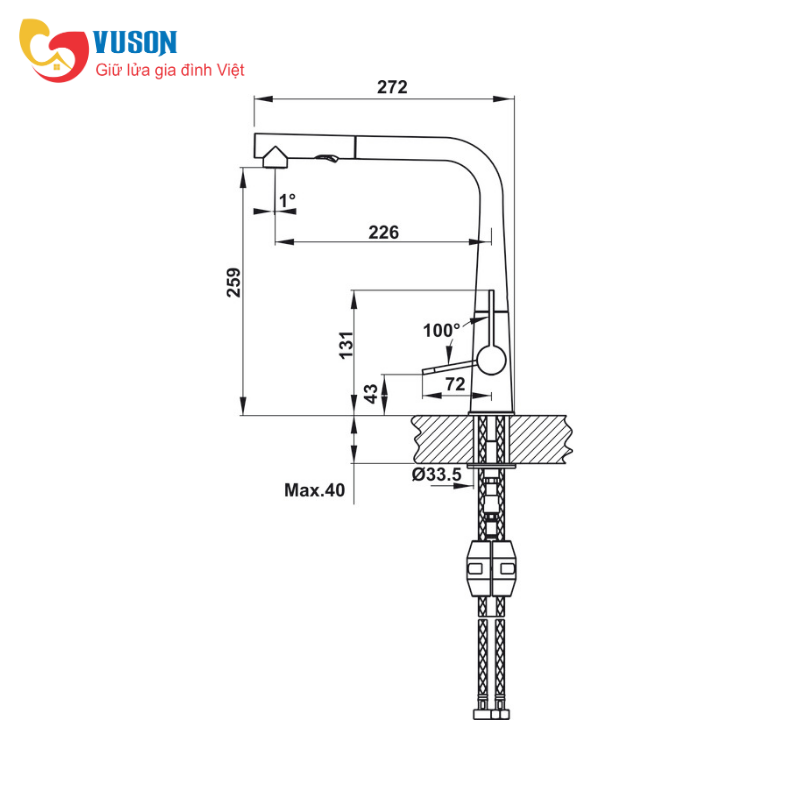 Vòi bếp Hafele HT20-GH1P259 570.82.500