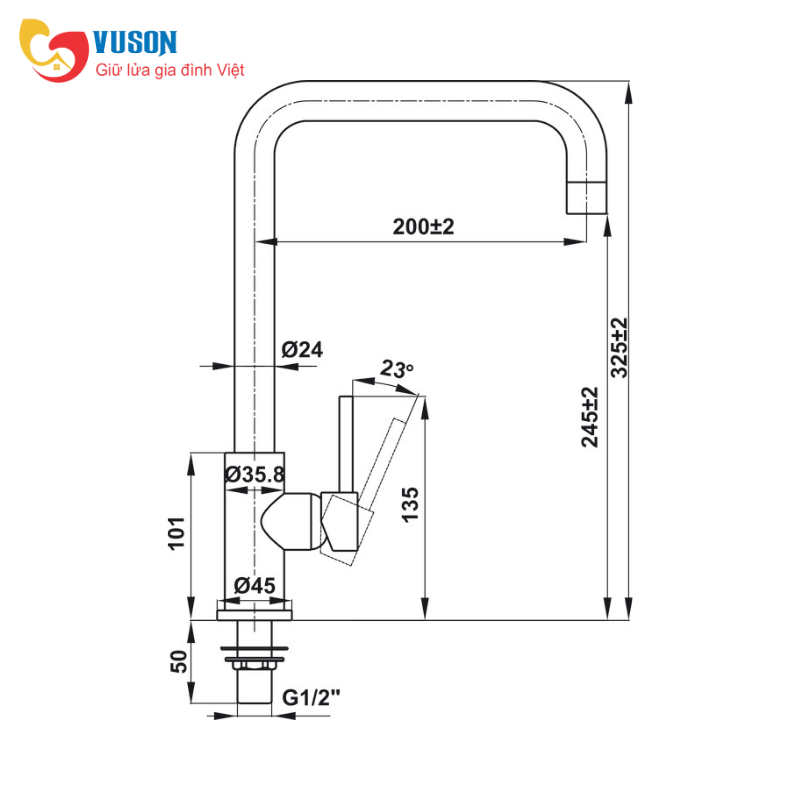 Vòi bếp Hafele HT21-CC1F245U 577.55.260