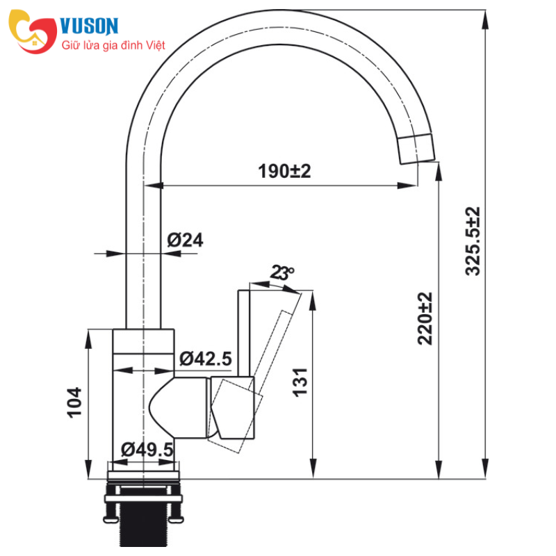 Vòi bếp Hafele HT21-CH1F220C 577.55.240