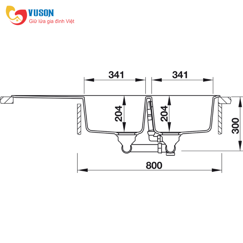 Chậu đá Hafele Granstone HS18-GED2R80 570.35.460