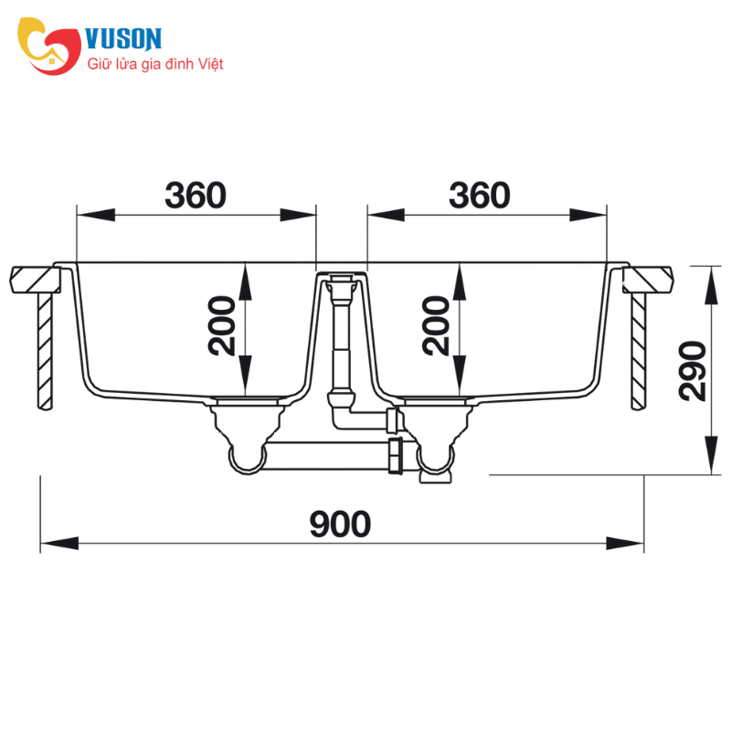 Chậu đá Hafele Granstone HS19-GEN2S90 570.36.300