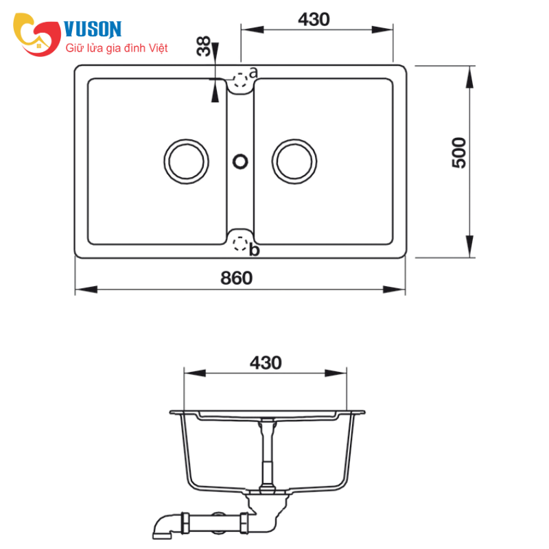 Chậu đá Hafele Granstone HS19-GEN2S90 570.36.300