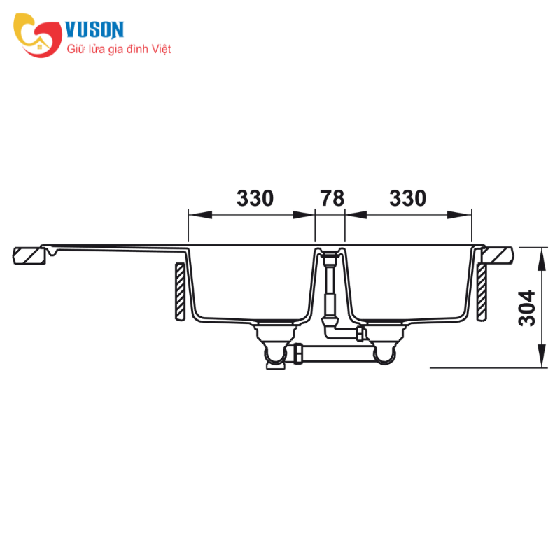 Chậu đá Hafele Gransilk HS20-GKD2S80 570.33.330