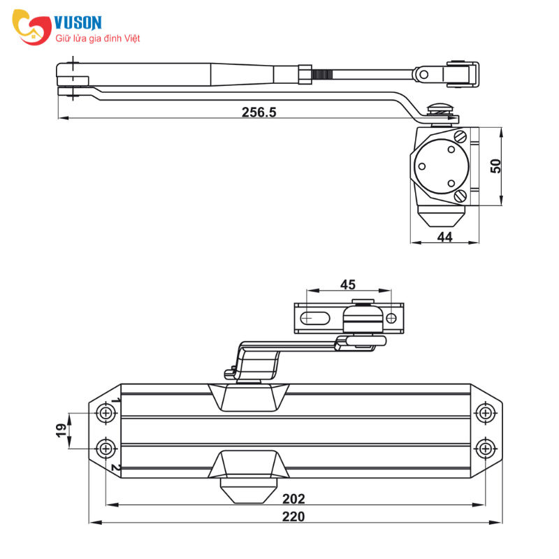 Thiết bị đóng cửa tự động Hafele DC413 - 489.30.035