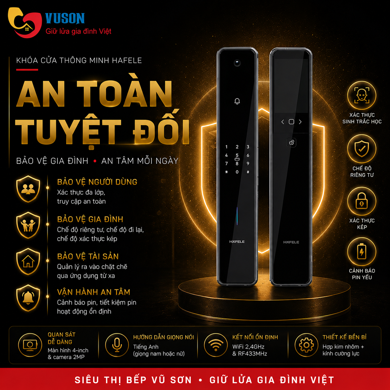Khóa điện tử Hafele Infinity PP2502W màu đen - 499.21.223