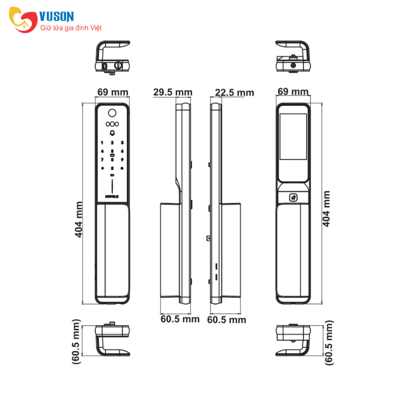 Khóa điện tử Hafele Horizon PP2501W màu đen - 499.21.224