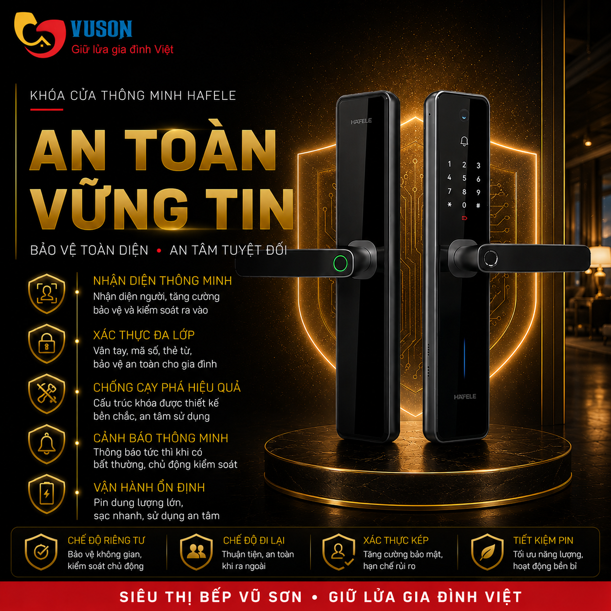 Khóa điện tử Hafele Zenith ML2501W màu đen - 499.21.225