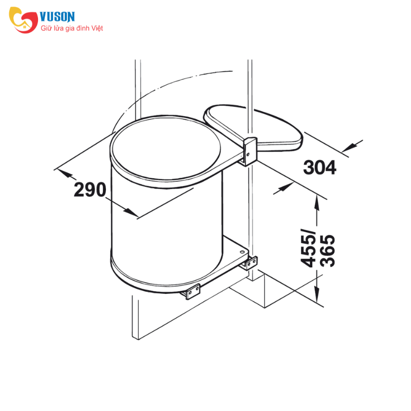 Thùng rác treo sau cửa bản lề 15L màu trắng Hafele Hailo Mono - 502.12.729