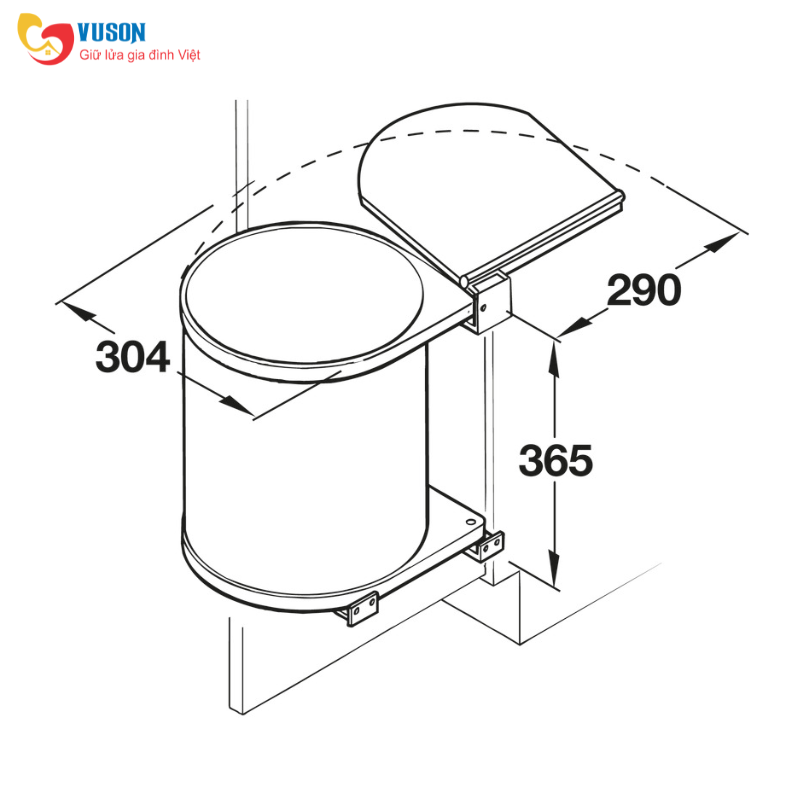 Thùng rác treo sau cửa bản lề 15L màu trắng Hafele Hailo Mono - 502.12.729