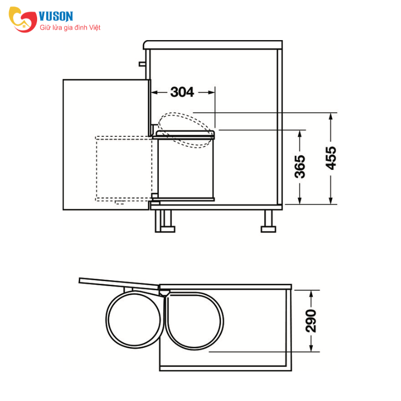 Thùng rác treo sau cửa bản lề 15L màu trắng Hafele Hailo Mono - 502.12.729