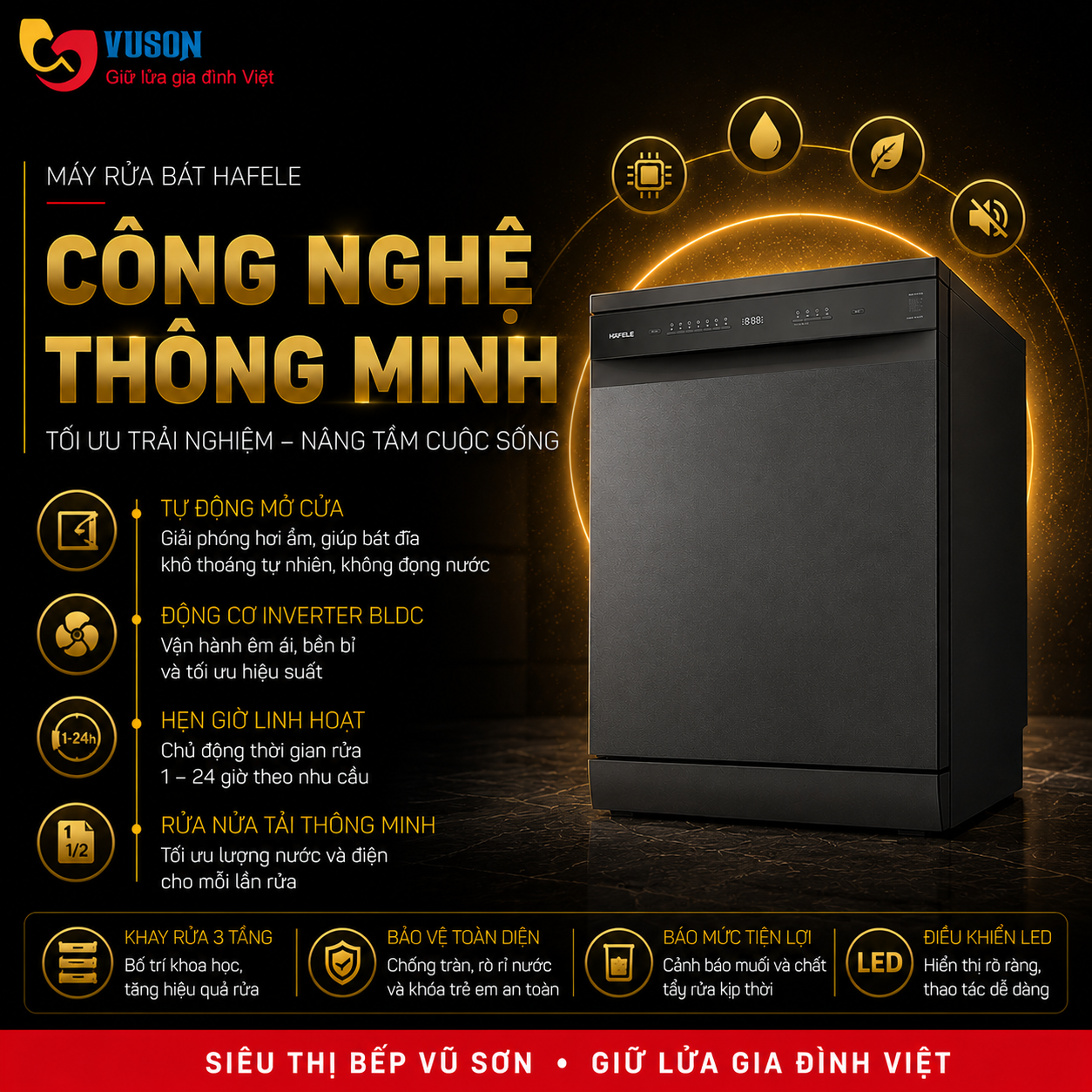 Máy rửa chén độc lập Hafele HDW-F601G - 535.29.592