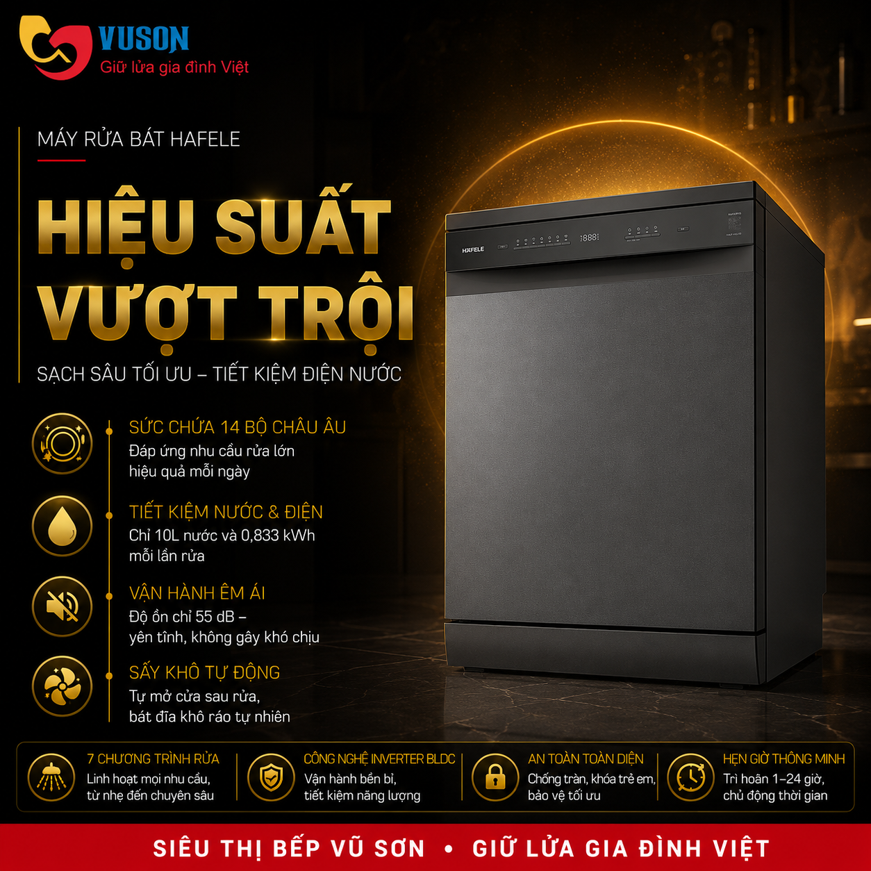 Máy rửa chén độc lập Hafele HDW-F601G - 535.29.592