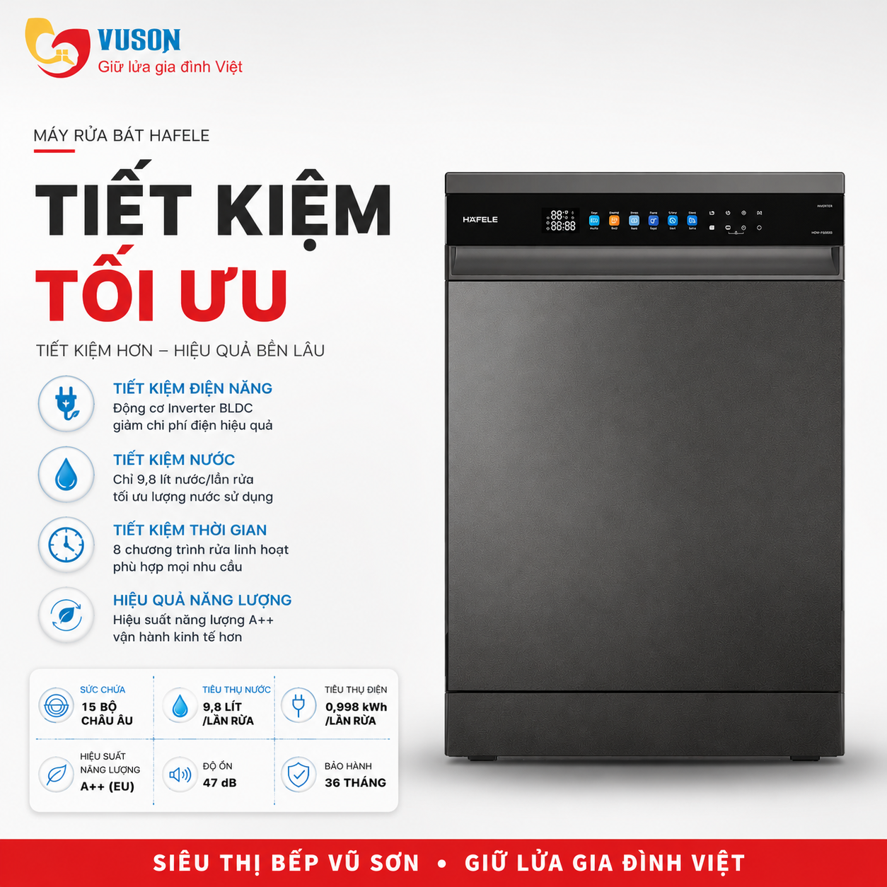 Máy rửa chén độc lập Hafele HDW-F6052G - 535.29.652