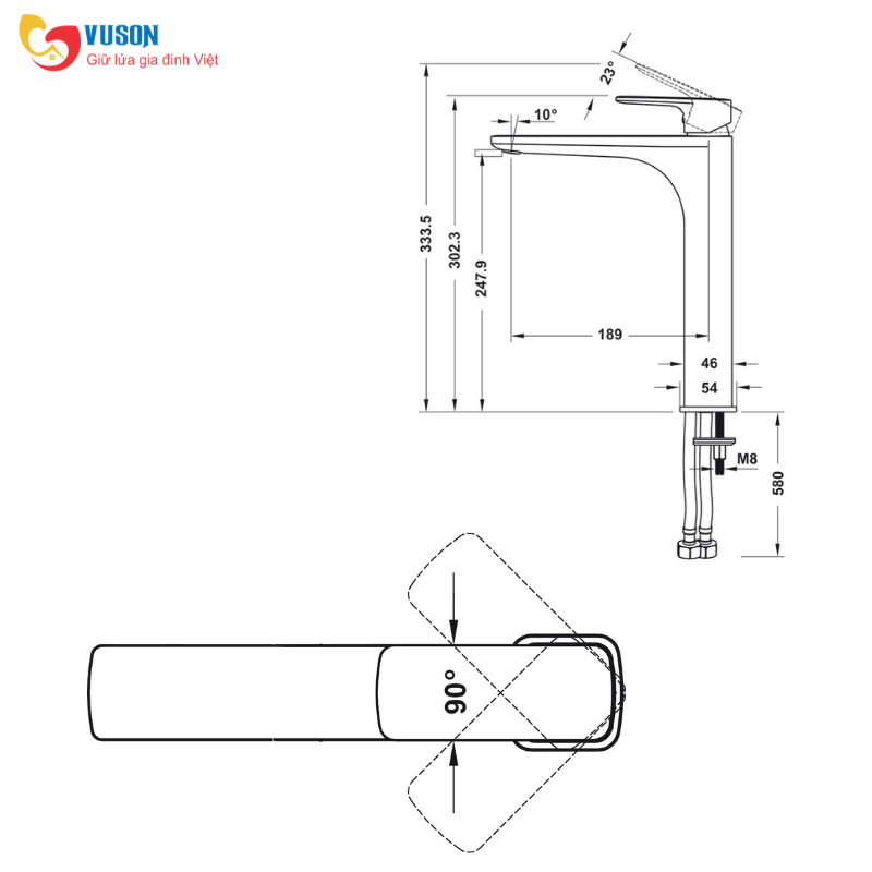 Vòi phòng tắm Hafele Kobe 240 đen - 589.15.032