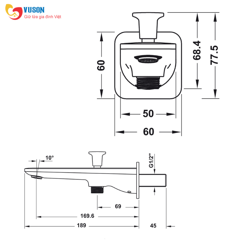 Vòi phòng tắm Hafele Kobe 160 - 589.15.061