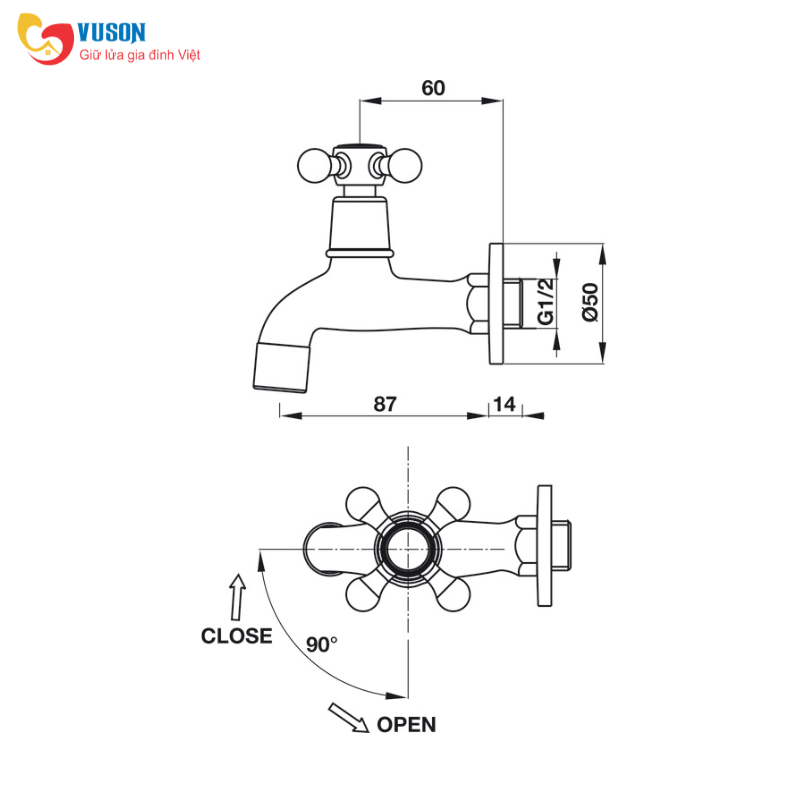 Vòi gắn tường phòng tắm Hafele Compact - 589.25.540