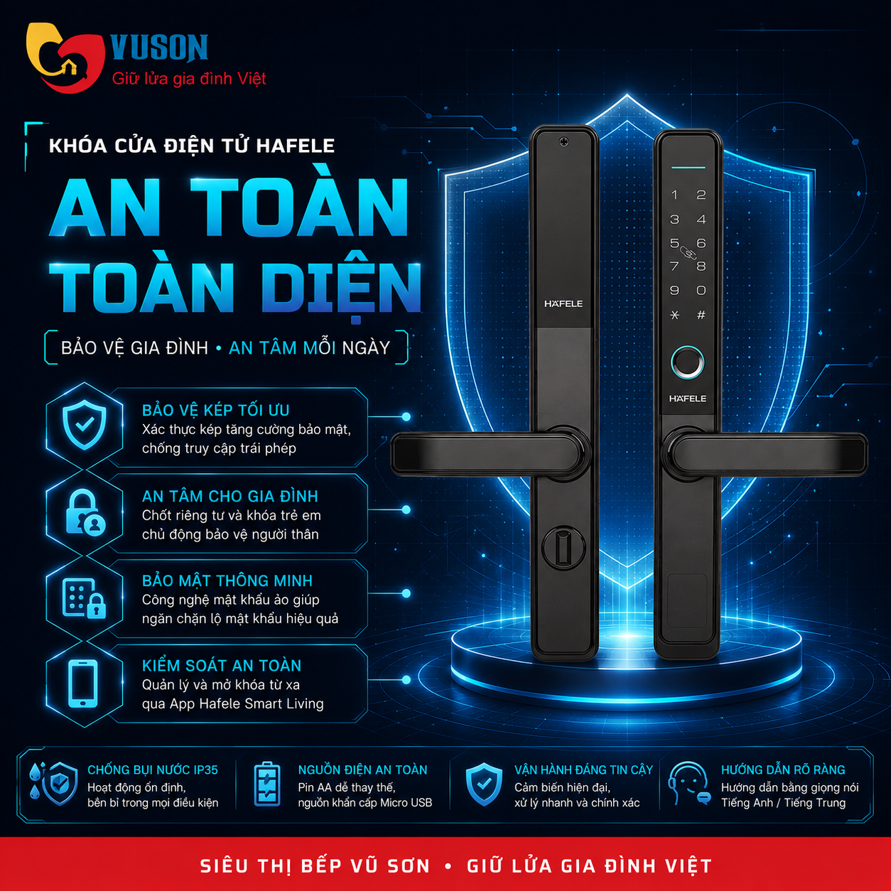 Khóa cửa điện tử Hafele DL6600-SL - 912.20.144