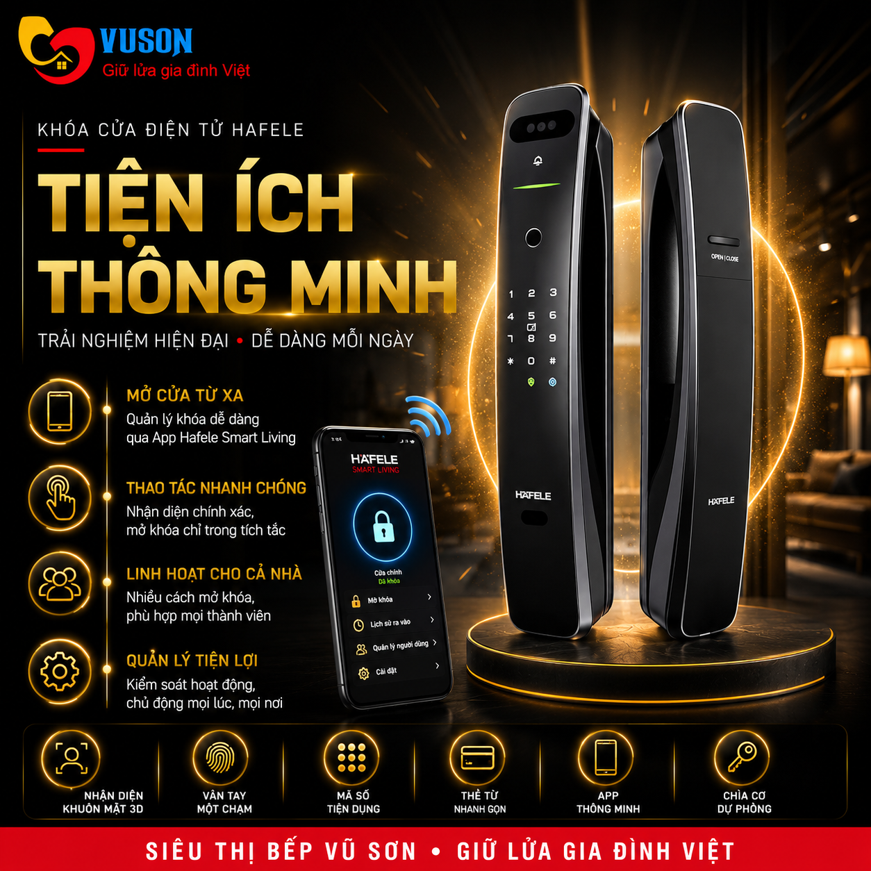 Khóa điện tử Hafele PP9100 Màu đen - 912.20.697