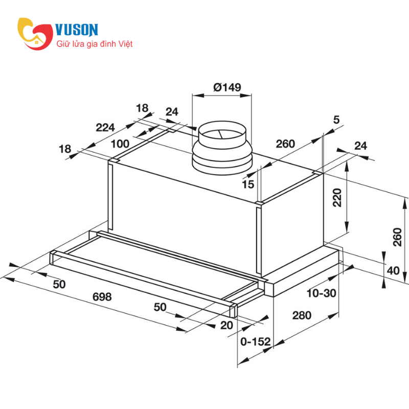 Máy hút mùi âm tủ Hafele HH-SG70A 533.89.021