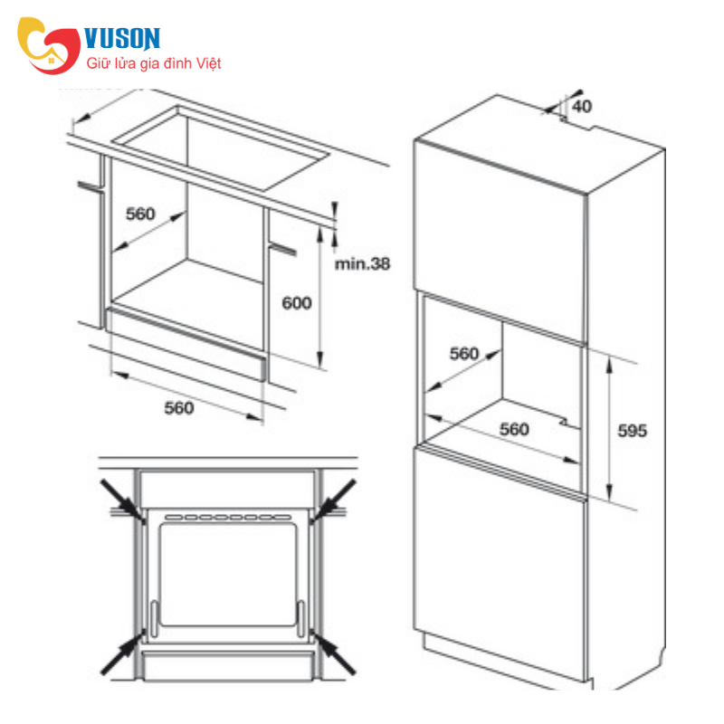 Lò nướng âm tủ Hafele HO-KT60A9 535.02.611
