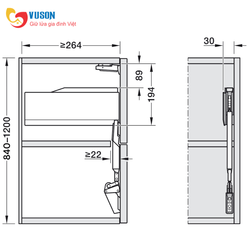 Bộ Tay Nâng Blum Aventos HF Top 22F1809