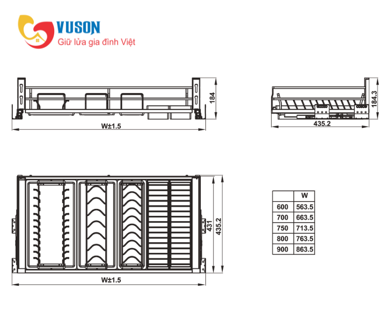 Kệ Đựng Bát Đĩa Hafele Kason Flex 700mm Kosmo 549.08.885