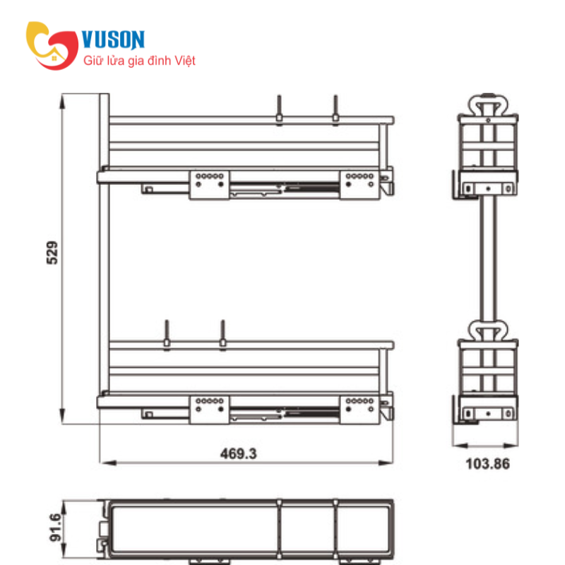 Kệ Đựng Gia Vị Omero Phải 150mm Hafele Kosmo 549.20.840