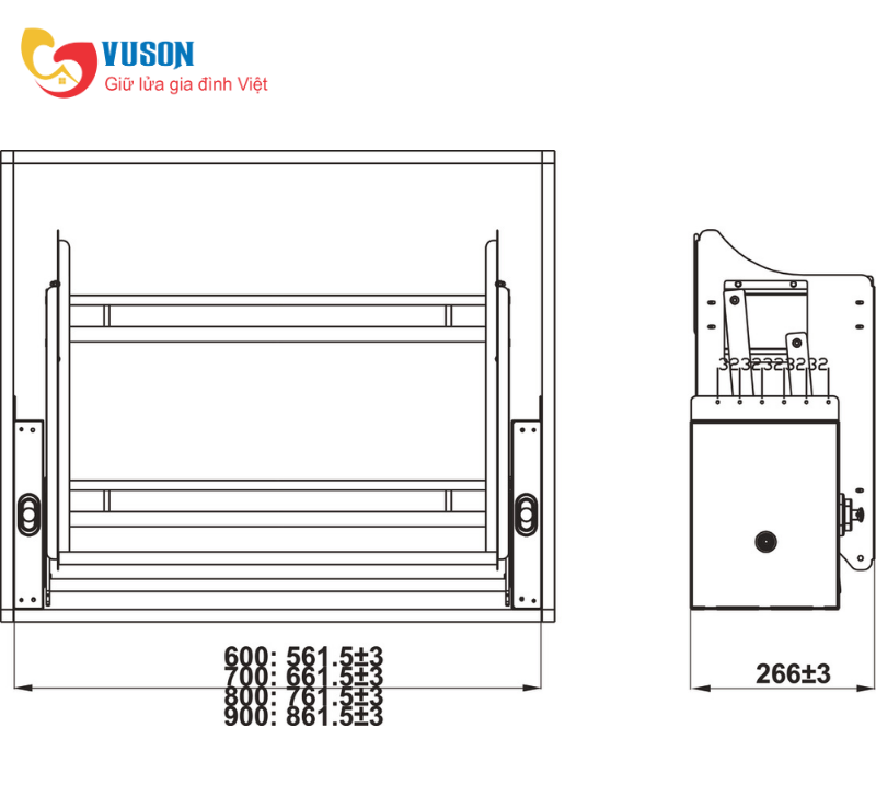 Kệ đựng bát đĩa nâng hạ Hafele Oria 700mm Kosmo 504.76.815
