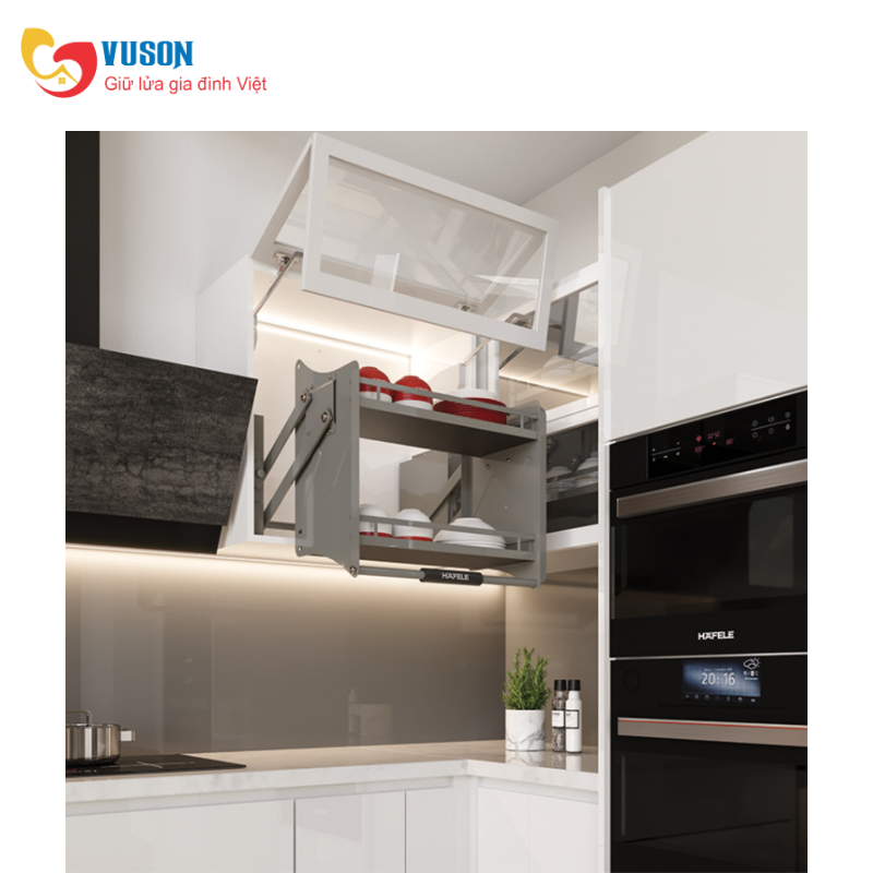 Kệ đựng bát đĩa nâng hạ Hafele Oria 700mm Kosmo 504.76.815