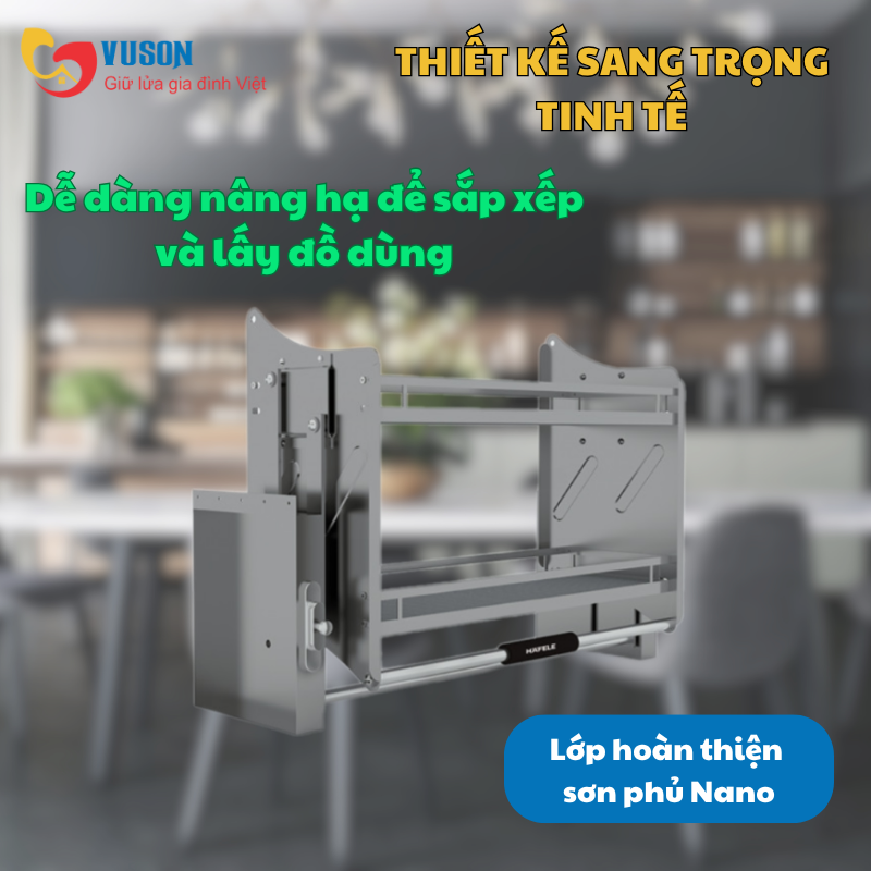 Kệ đựng bát đĩa nâng hạ Hafele Oria 700mm Kosmo 504.76.815