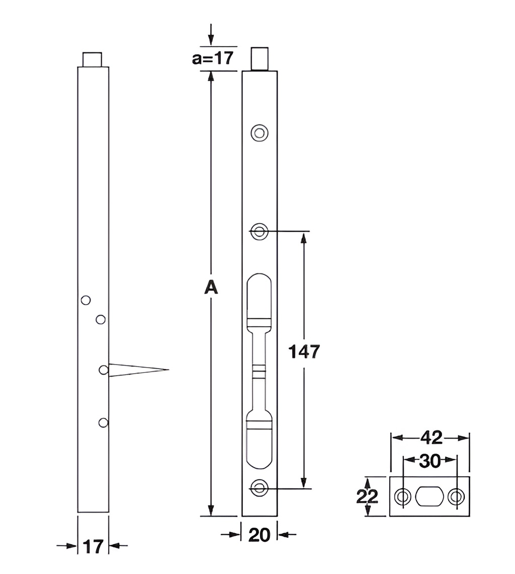 Chốt Âm 600mm Hafele 911.62.688