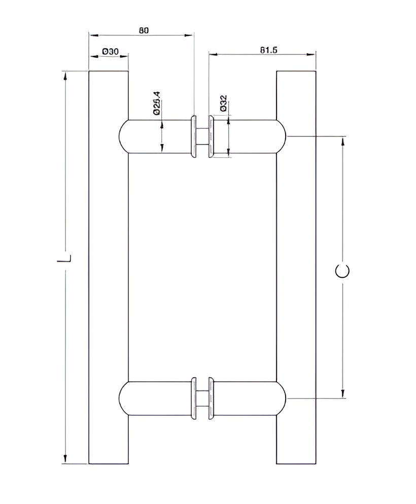 Tay Nắm Kéo Chữ H Dài 800mm Hafele 903.01.804