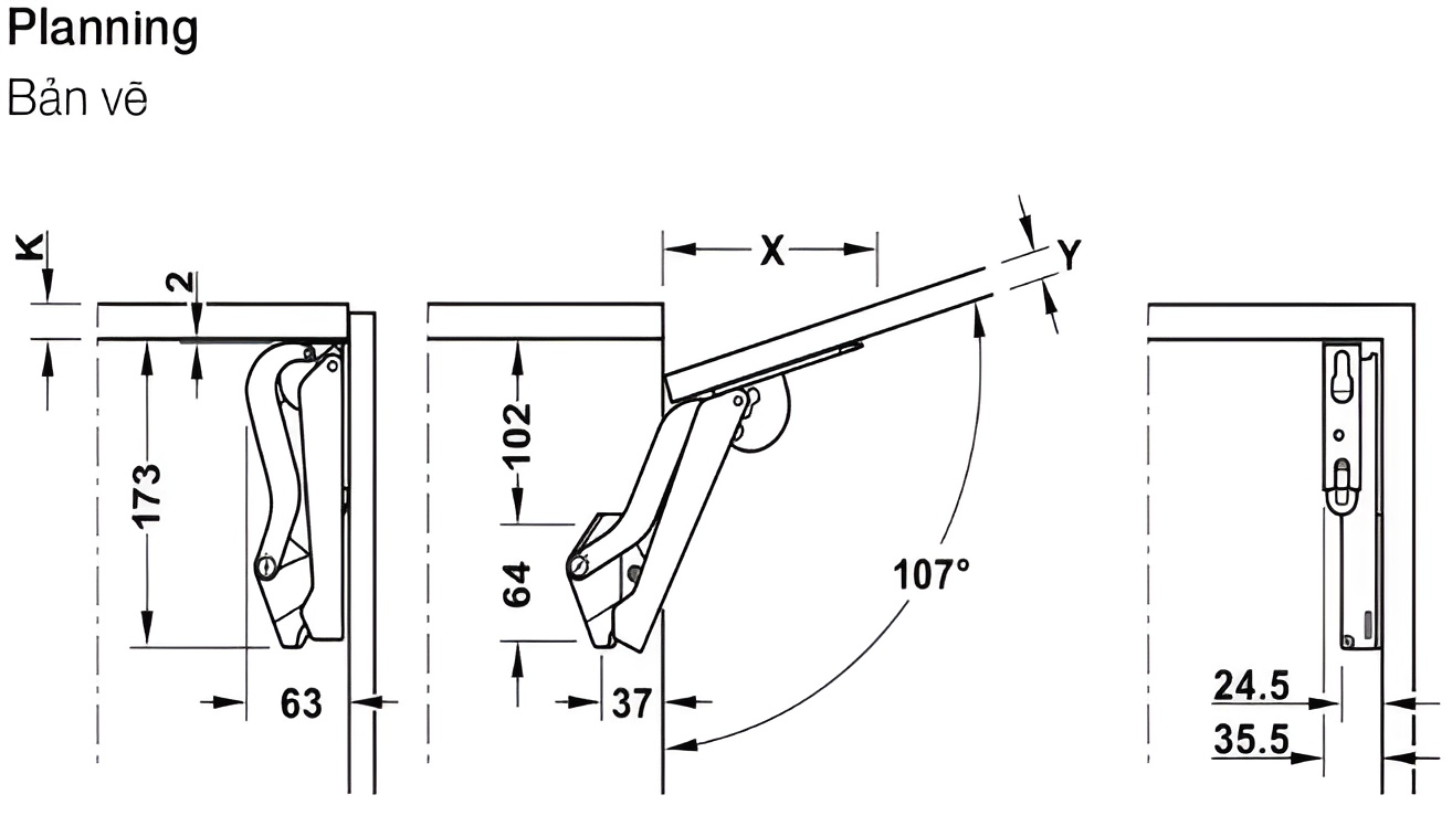 Tay Nâng Free Space Loại C Hafele 493.05.911