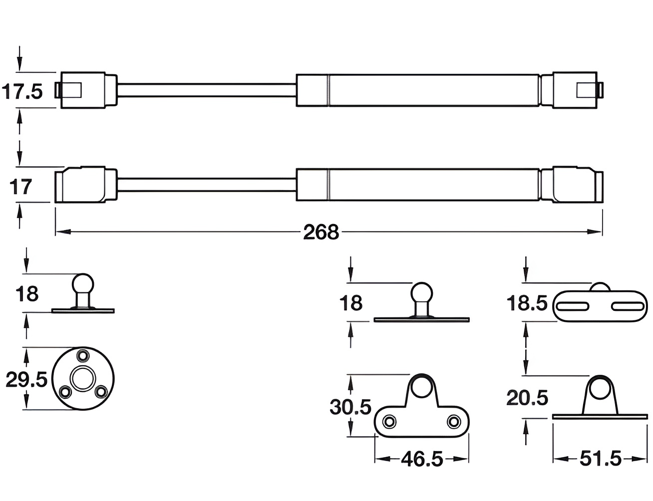 Pittong Đẩy Cánh Tủ 100N Hafele 373.82.908