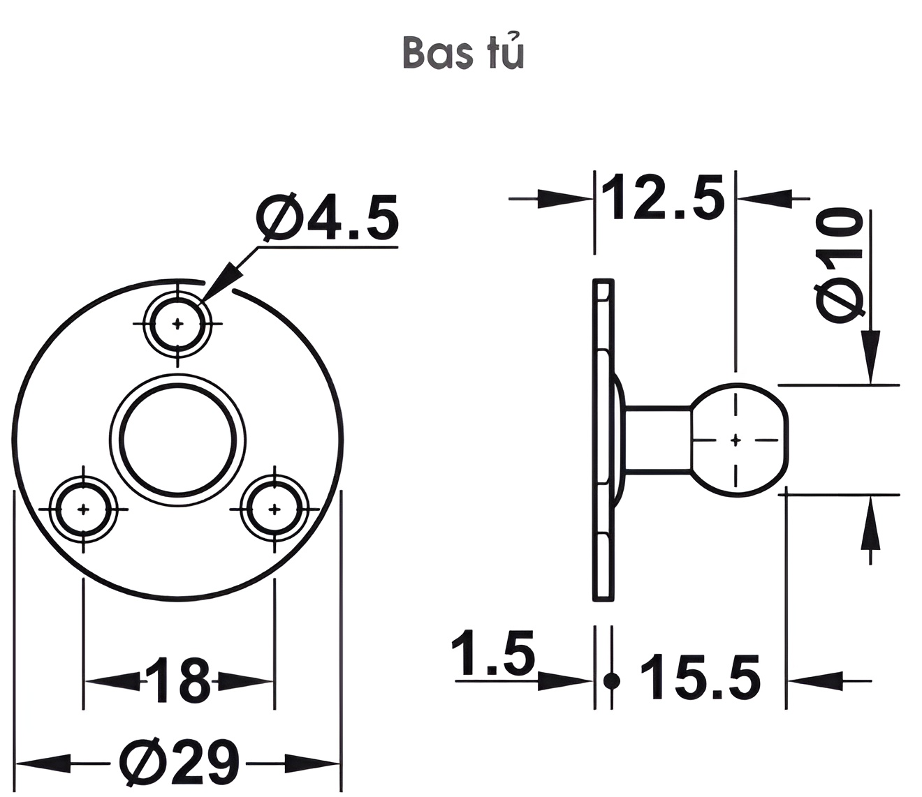 Pittong Đẩy Cánh Tủ 100N Hafele 373.82.908
