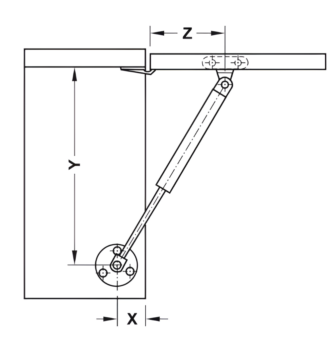 Pittong Đẩy Cánh Tủ 100N Hafele 373.82.908