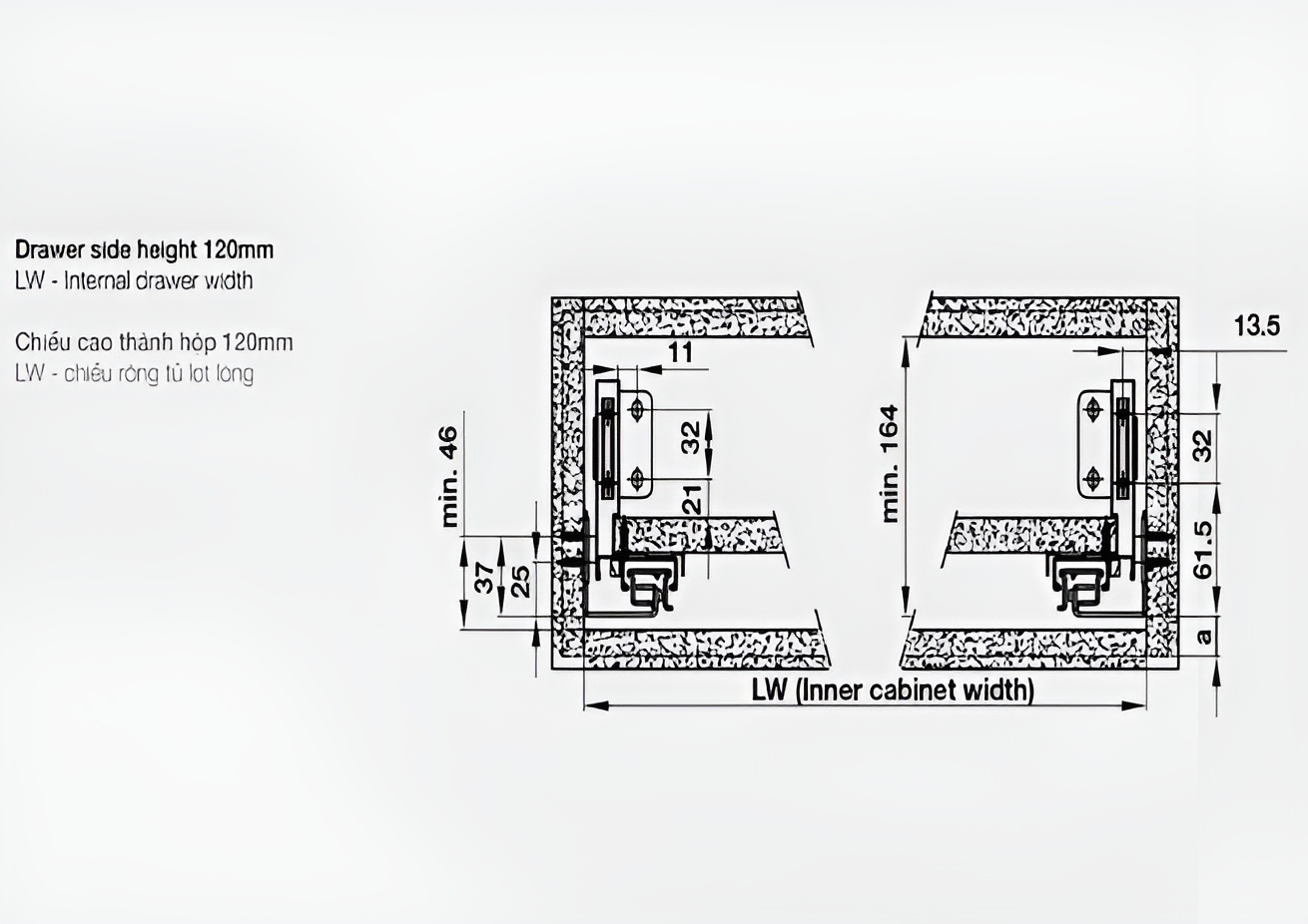 Ray Hộp Alto-S Giảm Chấn H120mm Hafele 552.35.775